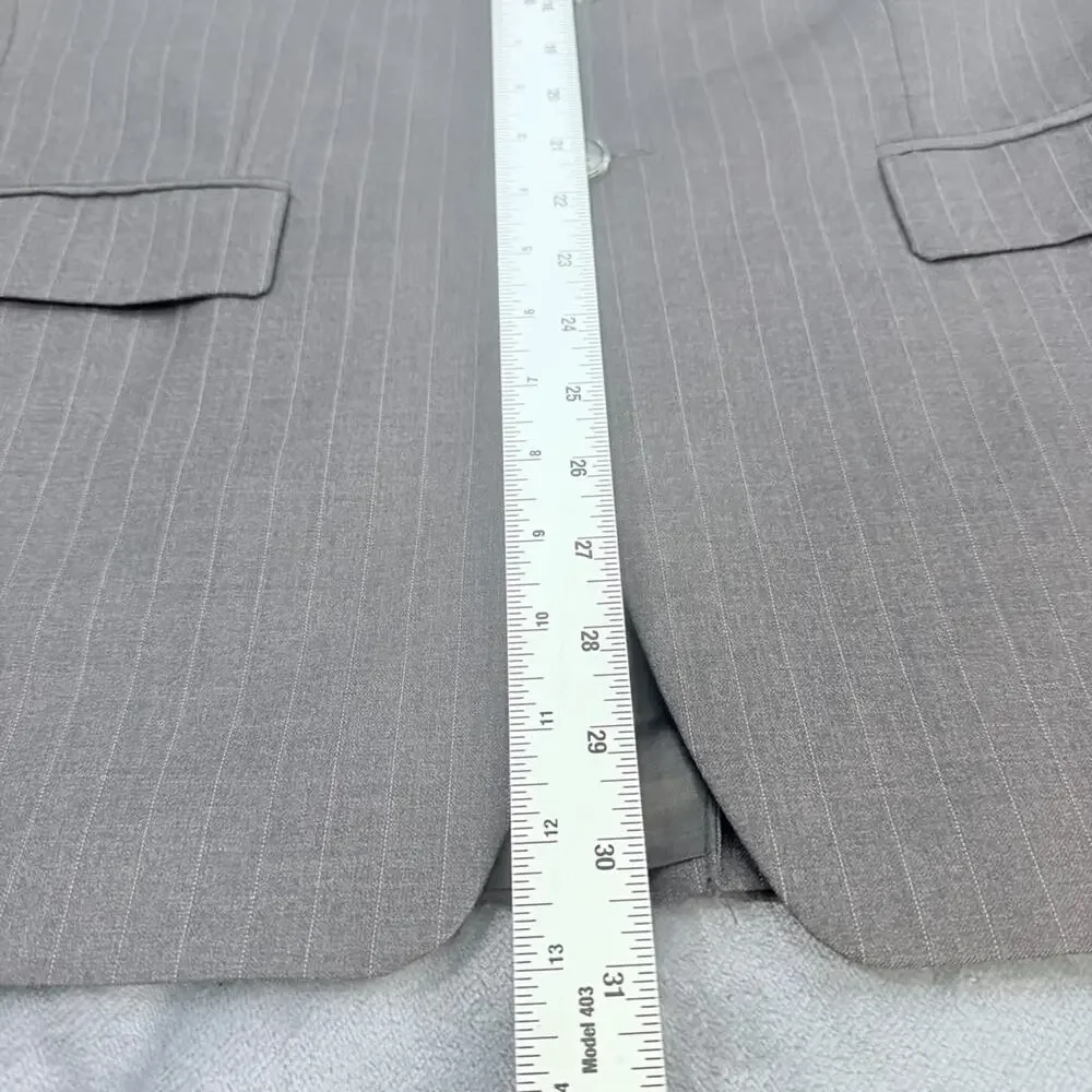 Vtg Lauren Ralph Lauren Pure Wool Blazer Sz 38s Gray Pin Strip Made In Canada